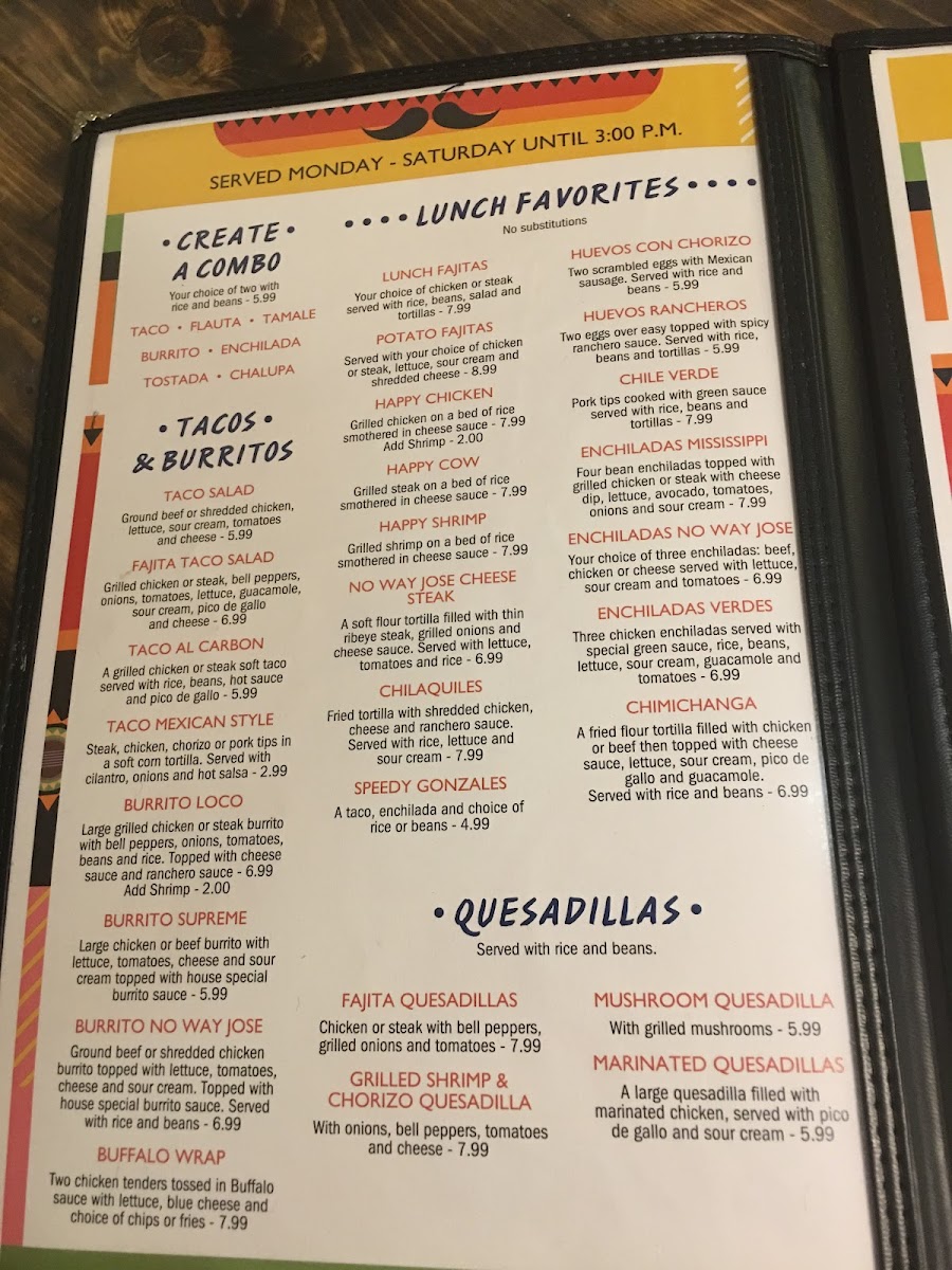 No Way Jose Menu - Image 4